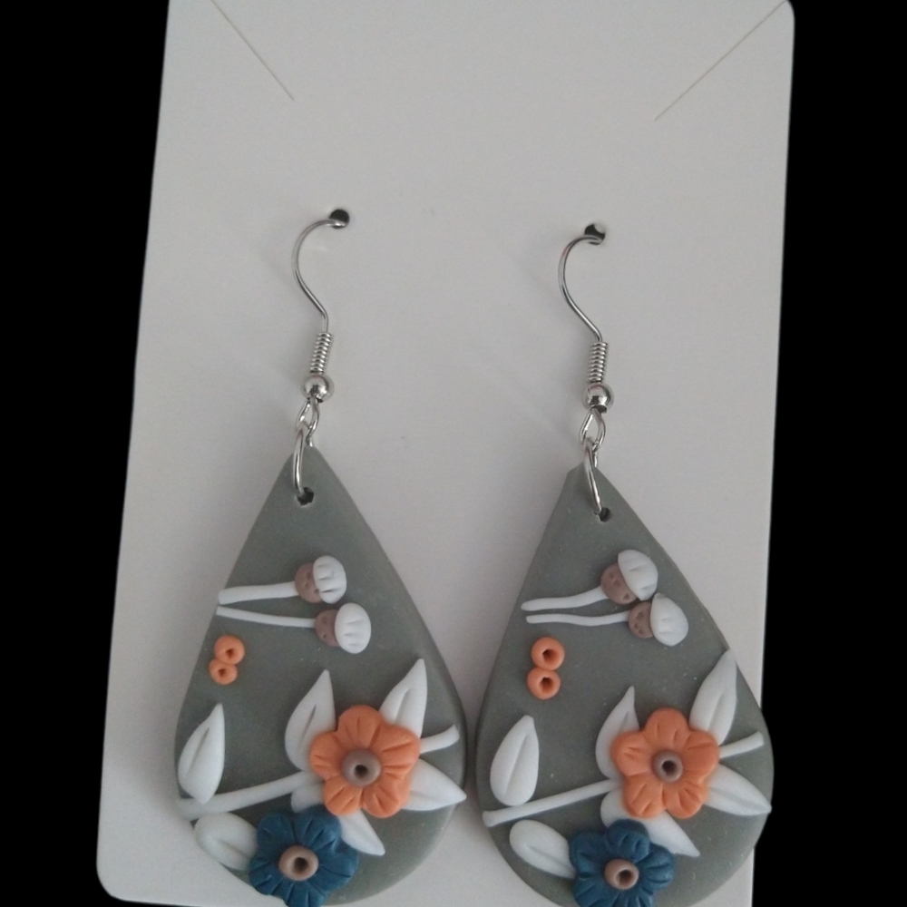 Flower Tear Drop Earrings